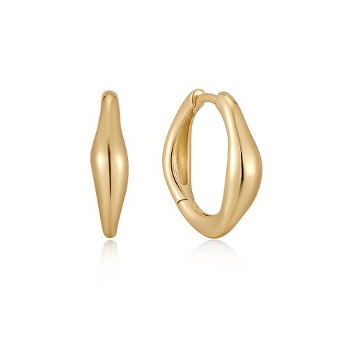 Gold Wave Huggie Hoop Earrings
